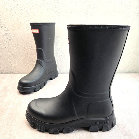 Hunter Waterproof Rubber Boots 10 Gorpcore Pull On Outdoor Rain Lug Sole Booties - Picture 1 of 12